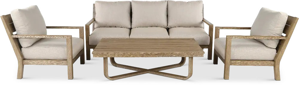 Palm Beach Natural and Beige 4-Piece Patio Sofa Set-1
