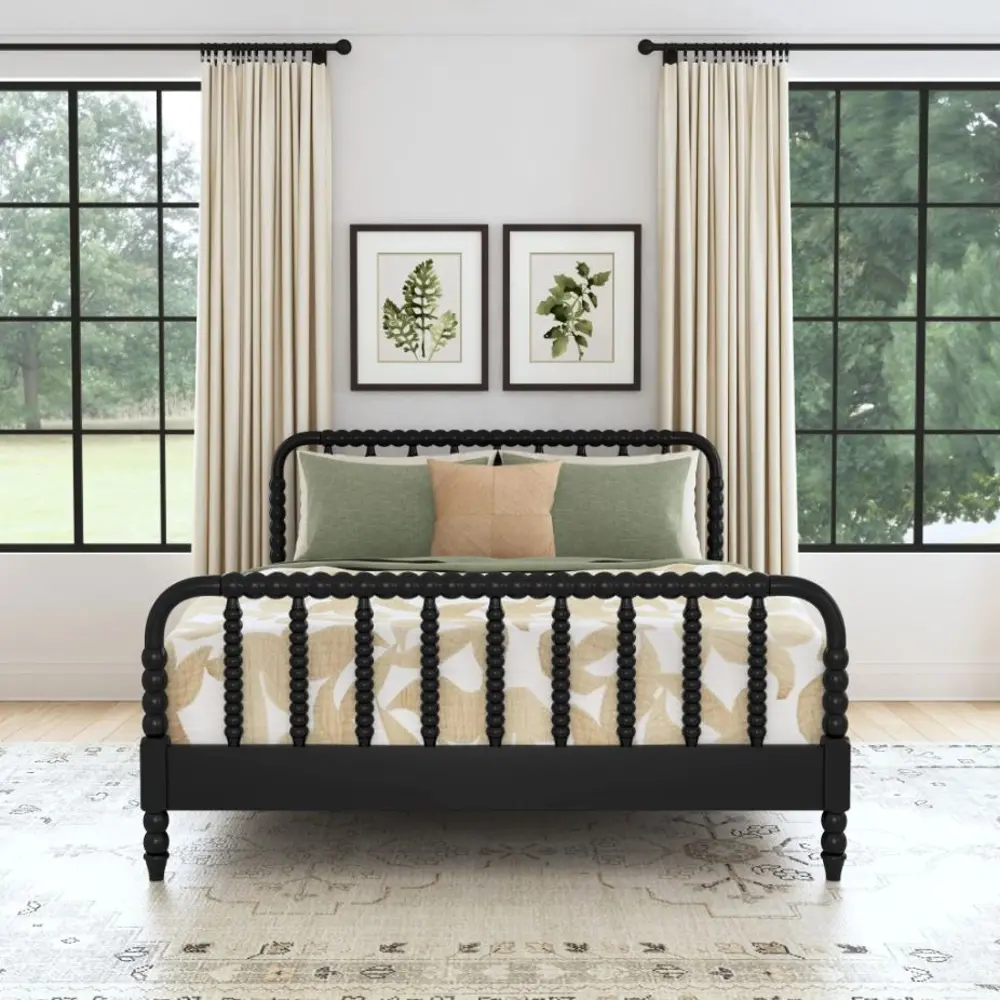 5901-500 Spindle Queen Black Bed-2