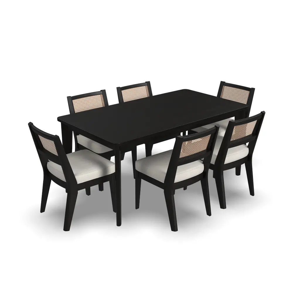 5581-317 Brentwood Black Rectangular Table and 6 Chairs-1