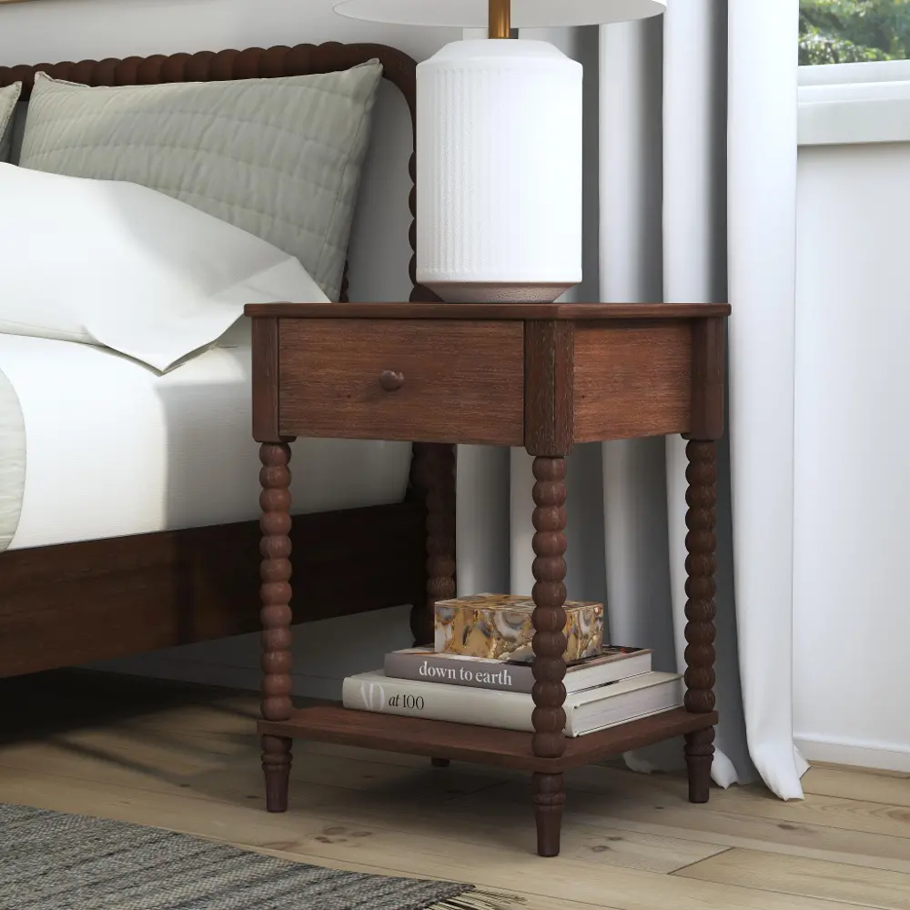 5900-42 Spindle Brown Nightstand-2