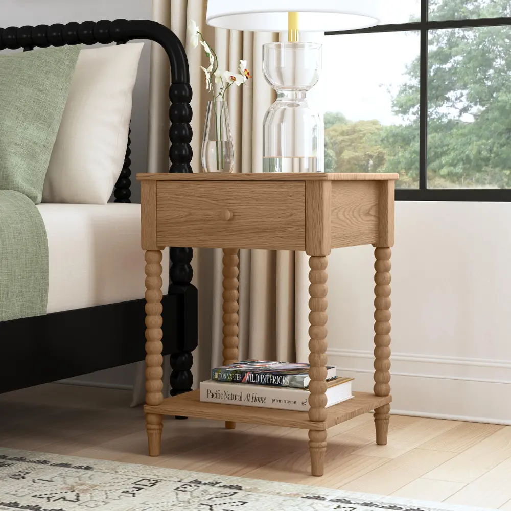 5902-42 Spindle Light Oak Nightstand-2