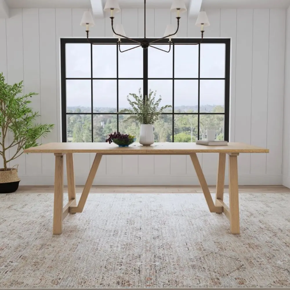 5920-31 Trestle Natural Oak Dining Table-2