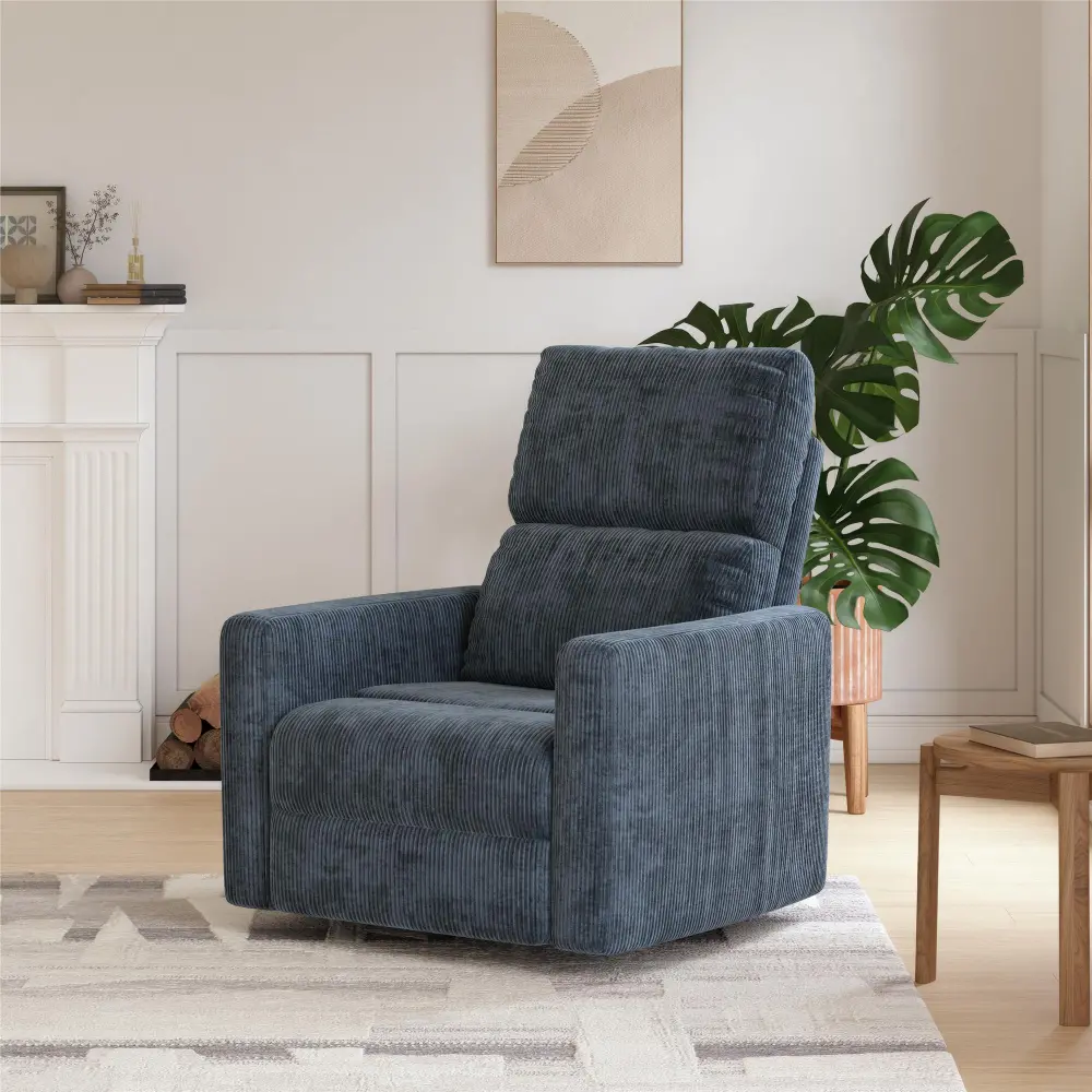 Lukas Blue Corduroy Swivel Recliner-2