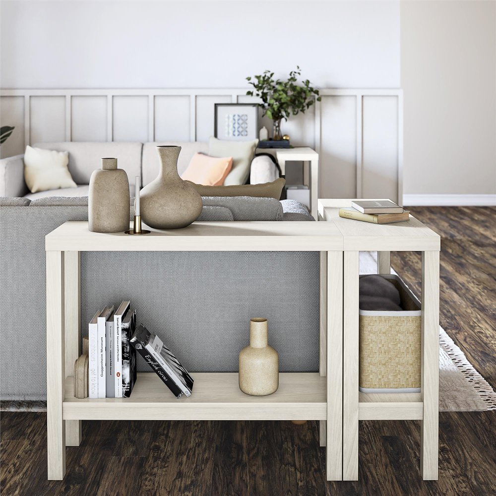 Parsons White Sofa Table Set of Two