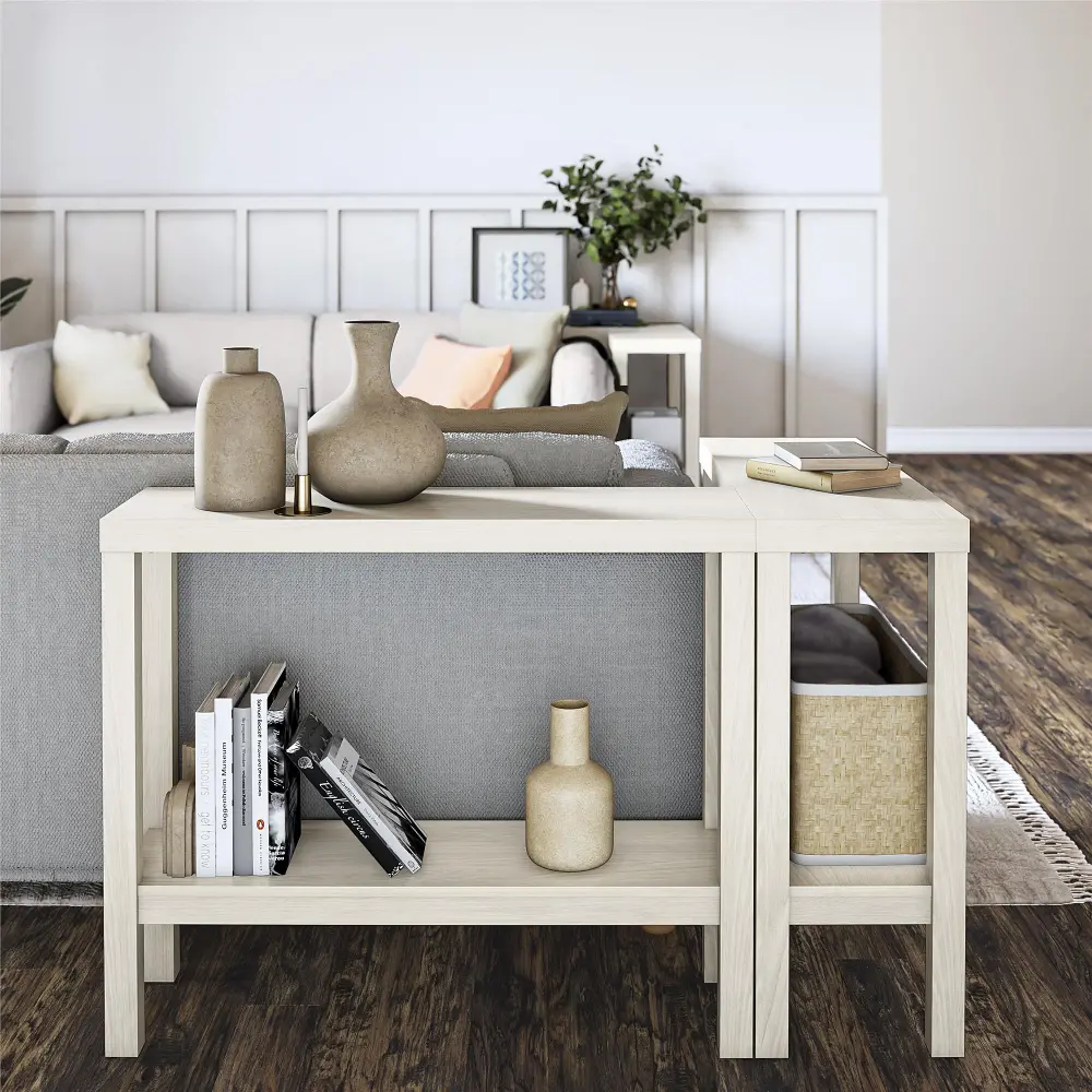 Parsons White Sofa Table, Set of Two-2