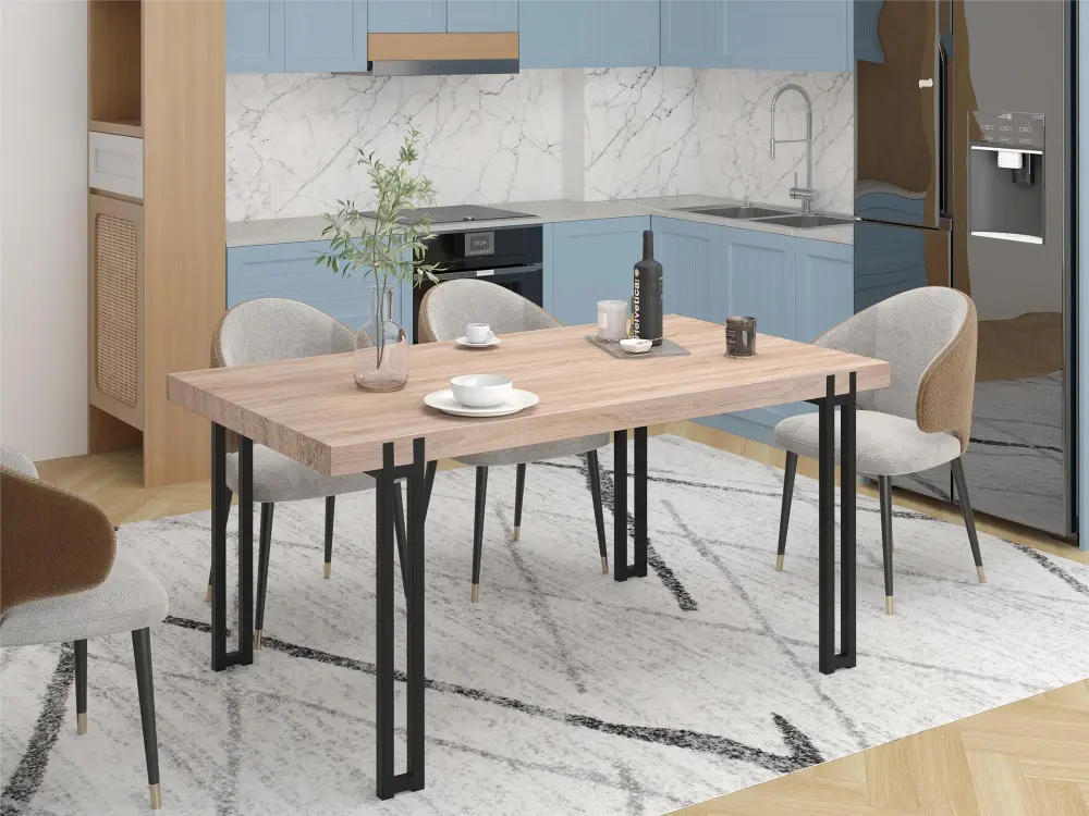 Kent Light Oak Dining Table with Metal Legs-2