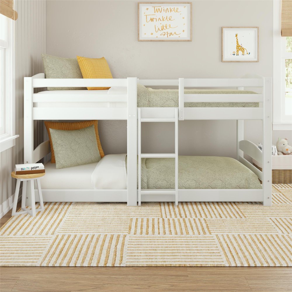 Birley White Twin Over Twin Low Wood Bunk Bed