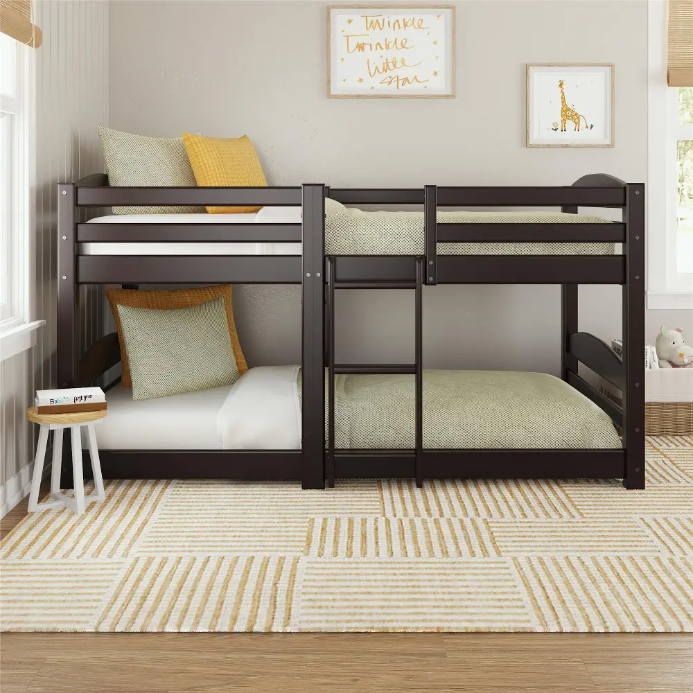 Birley Espresso Twin Over Twin Low Wood Bunk Bed-1