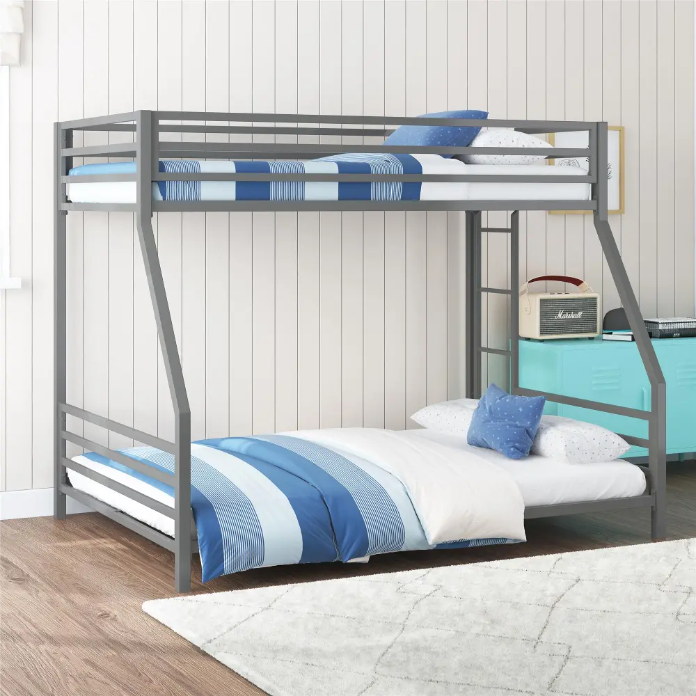 Coen Silver Metal Twin over Full Bunk Bed-2