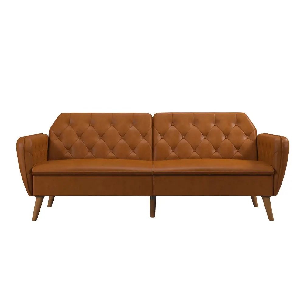 Tallulah Camel Faux Leather Memory Foam Futon-1