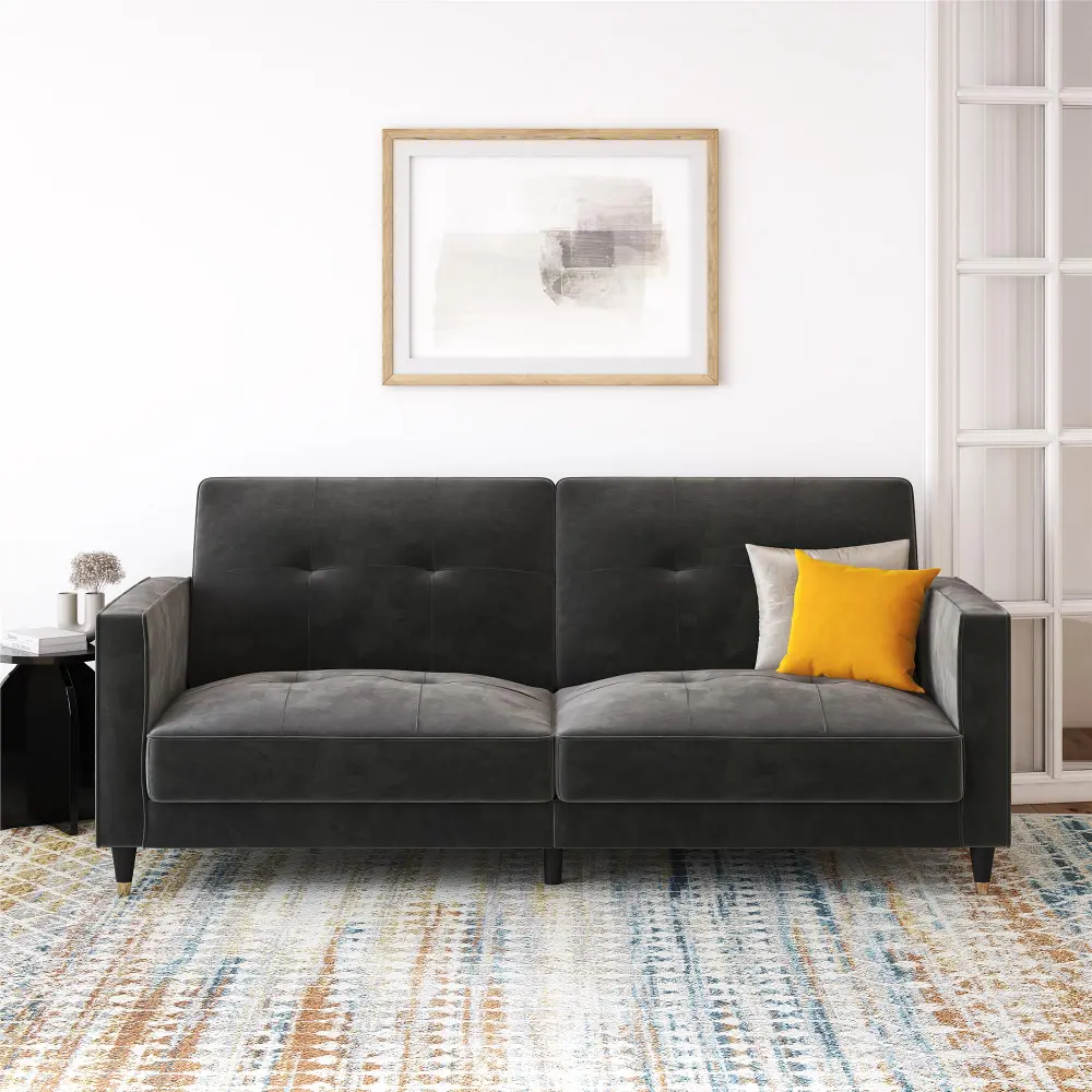 Penelope Dark Gray Velvet Sofa Bed-2