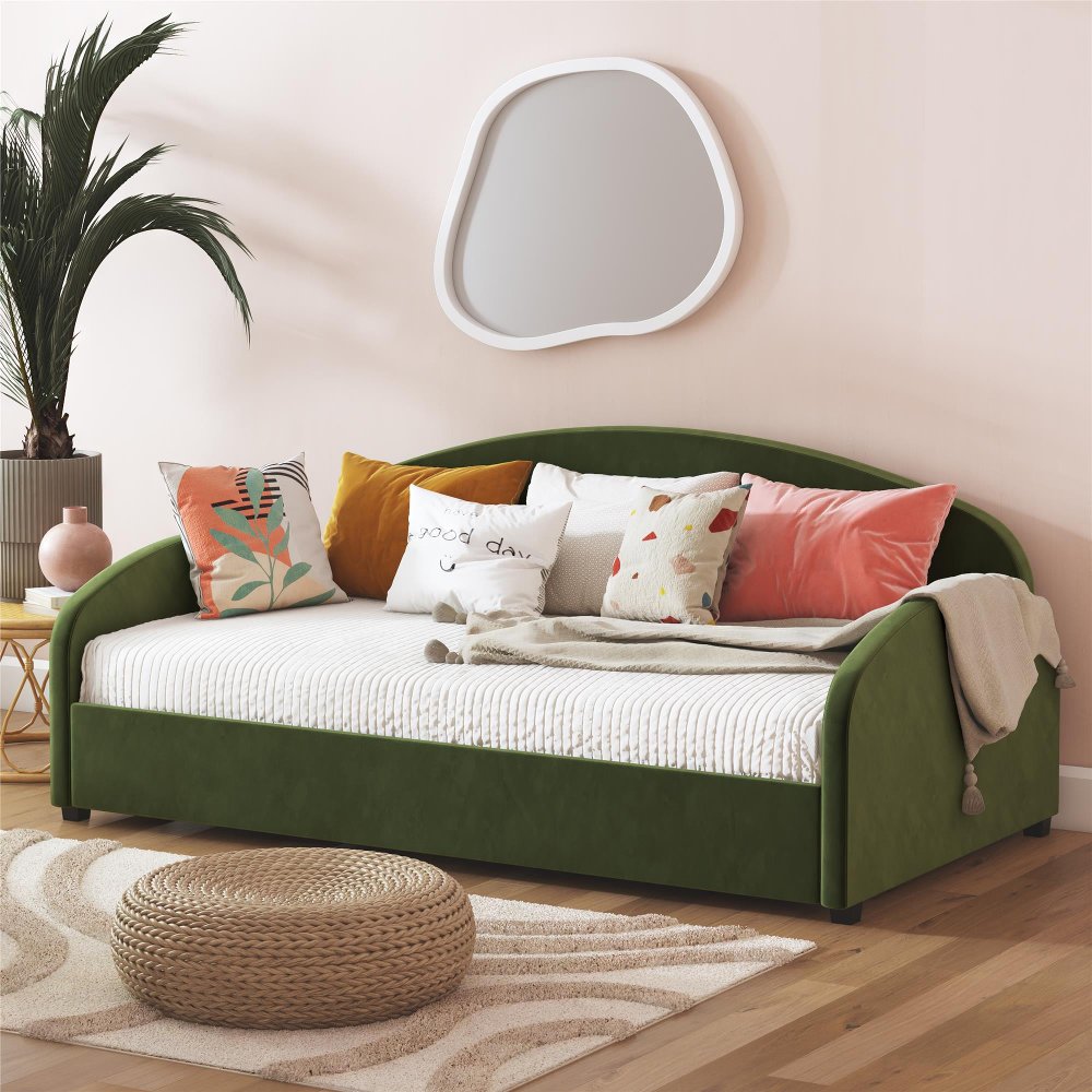 Mr. Kate Moon Olive Green Velvet Upholstered Twin Daybed