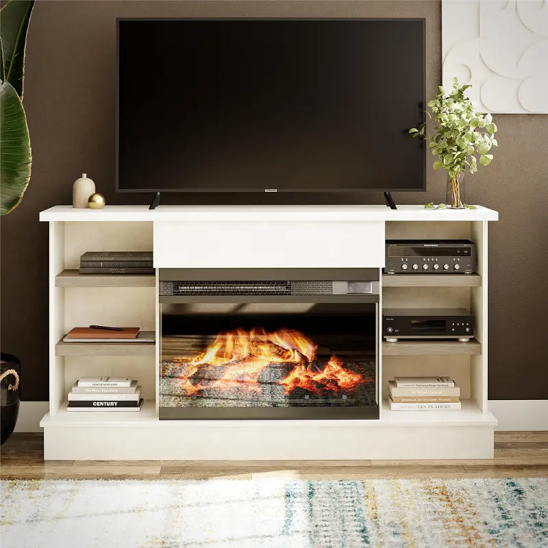Oslo White Fireplace TV Stand