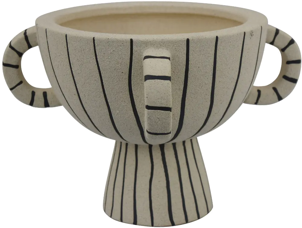 Footed Bowl Black and Cream-1