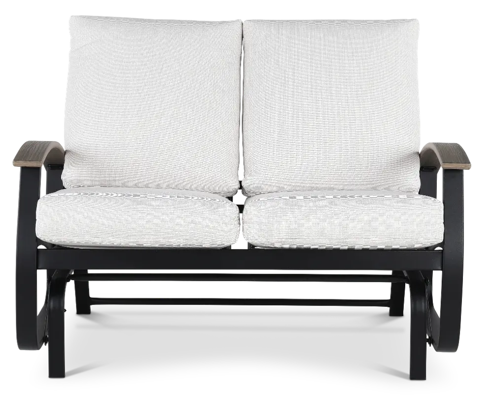 Belle Isle Black and Off White Patio Glider Love Seat-1