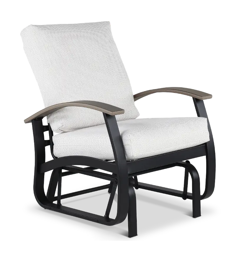 Belle Isle Black and Off White Patio Glider Chair