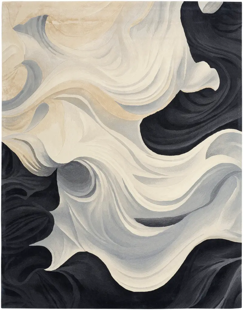 Prismatic 5 x 8 Ivory and Black Area Rug