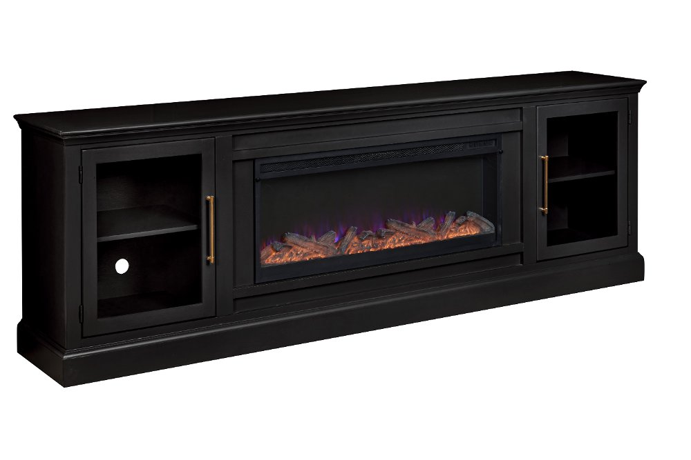 Byron Black Fireplace TV Stand