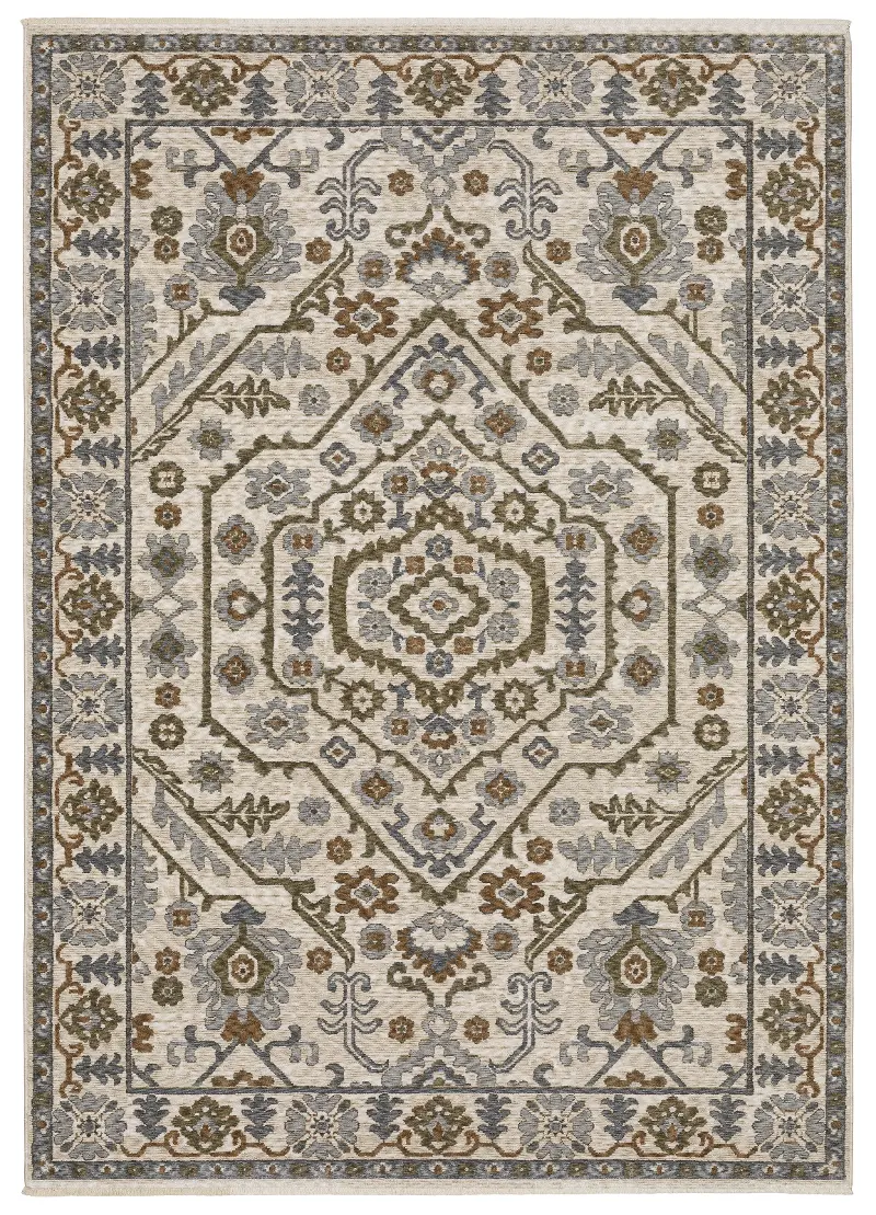 Hastings 5 x 8 Ivory and Green Area Rug