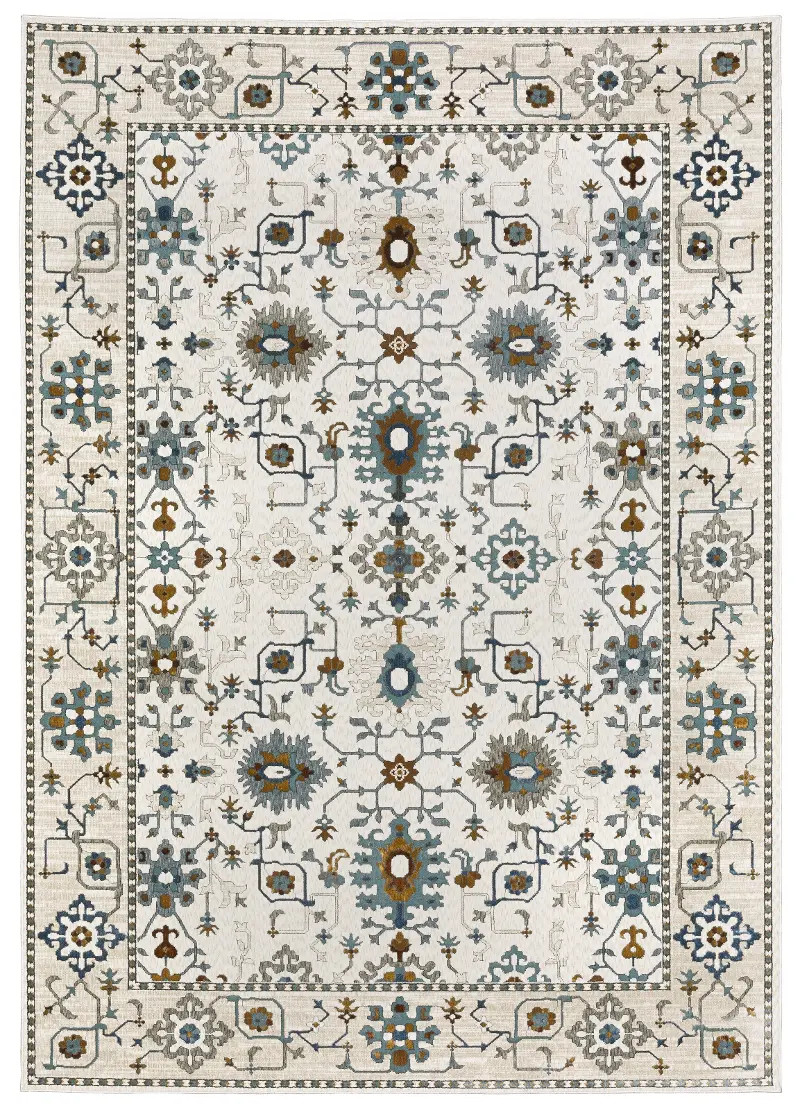Ellington 5 x 8 Ivory and Blue Area Rug