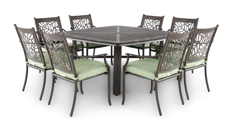 Thurston 9 Piece Gray and Green Dining Chair Patio Set
