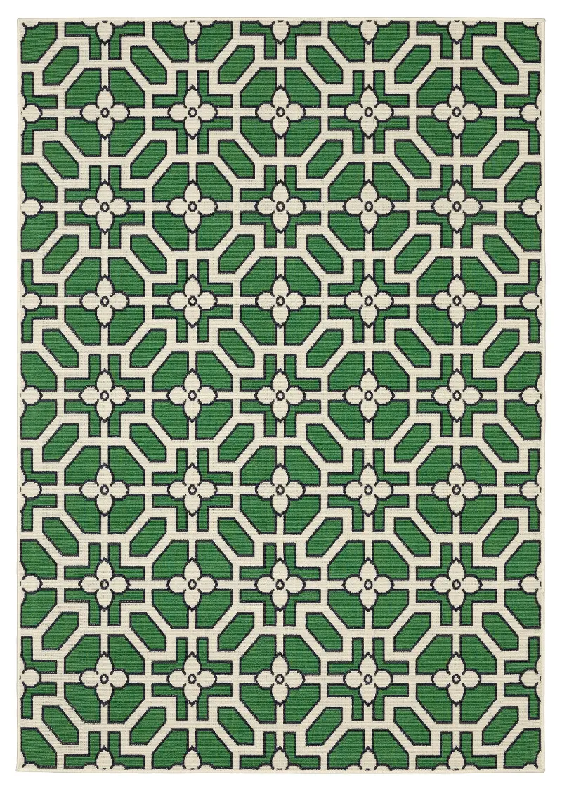Havana 8 x 10 Green and Ivory Outdoor Area Rug