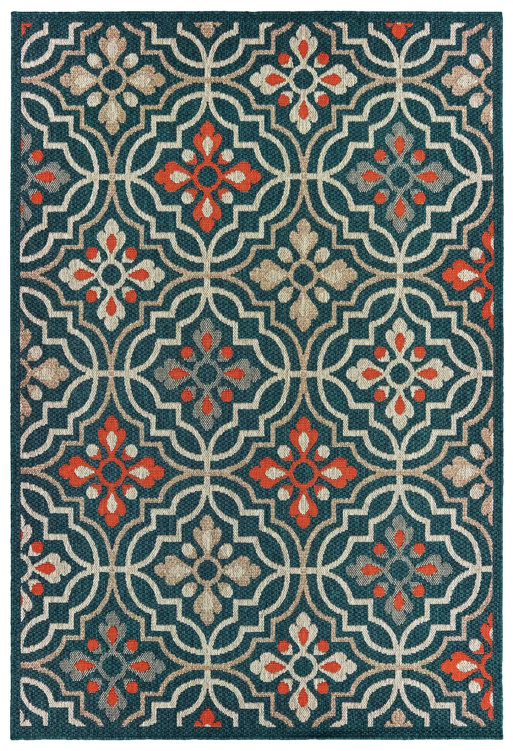 Latitude 8 x 10 Blue Medallion Outdoor Patio Area Rug-1