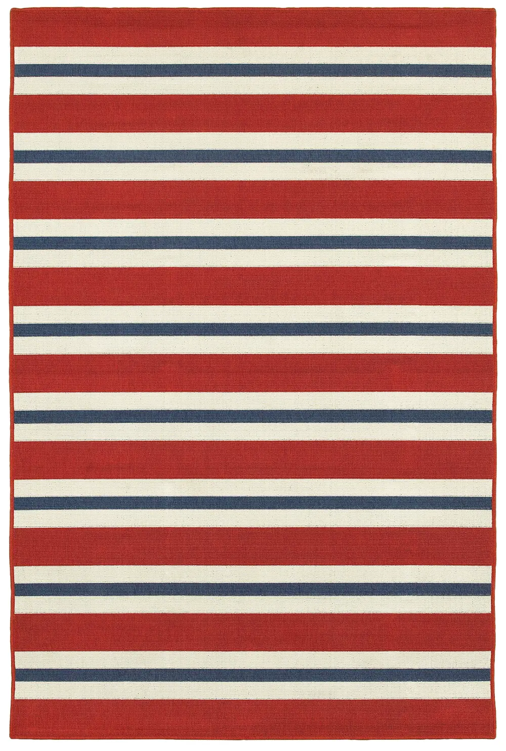 Meridian 8 x 10 Red and Blue Striped Outdoor Patio Rug-1