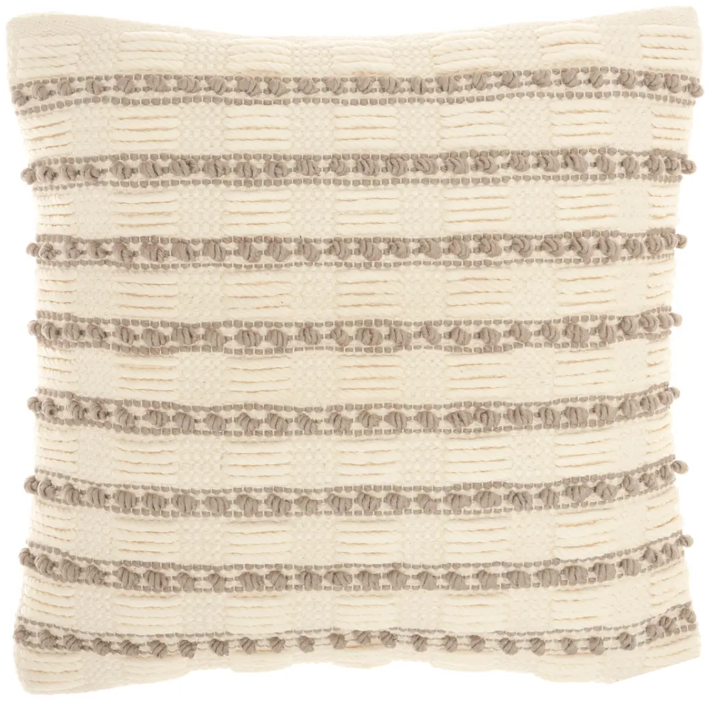 Benji Square Natural Striped Throw Pillow-1
