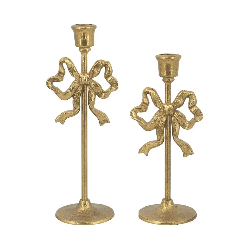 Small Gold Cast Iron Candle Holders
