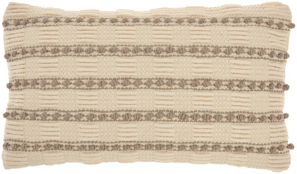 Benji Oblong Light Gray Striped Throw Pillow-1