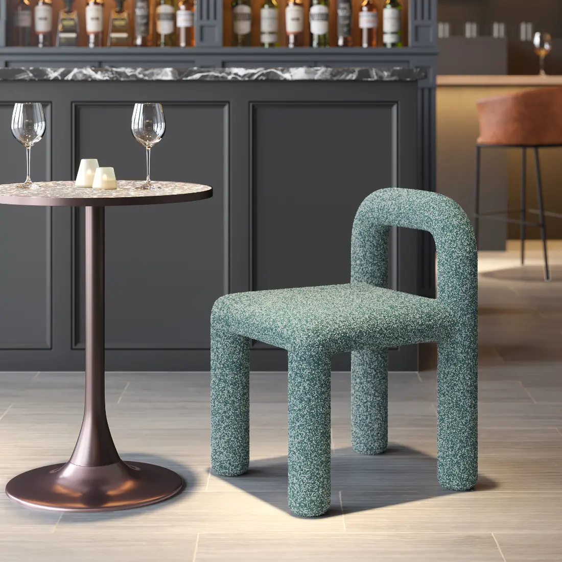 Aurora Snowy Green Shearling Dining Chair