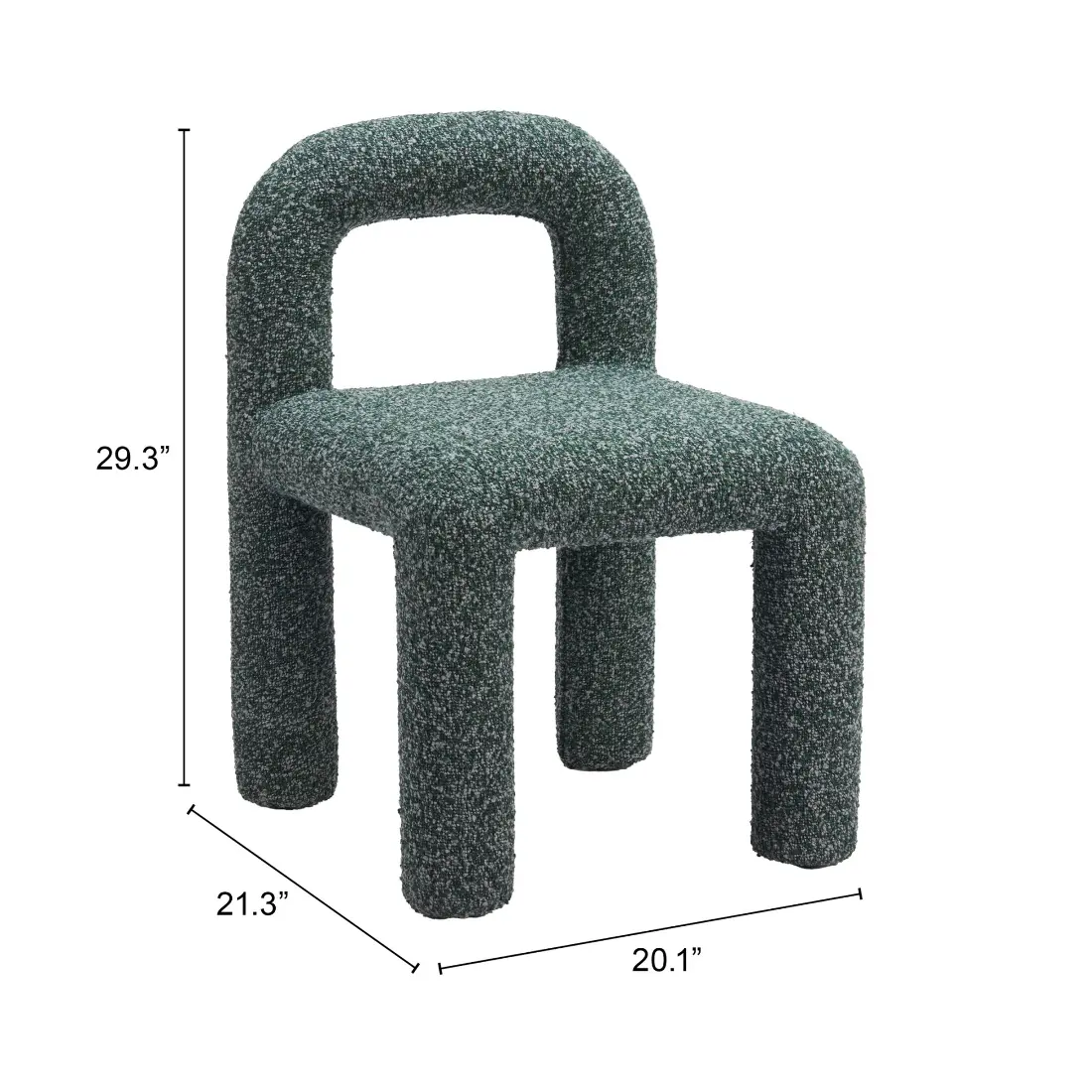 Aurora Snowy Green Shearling Dining Chair