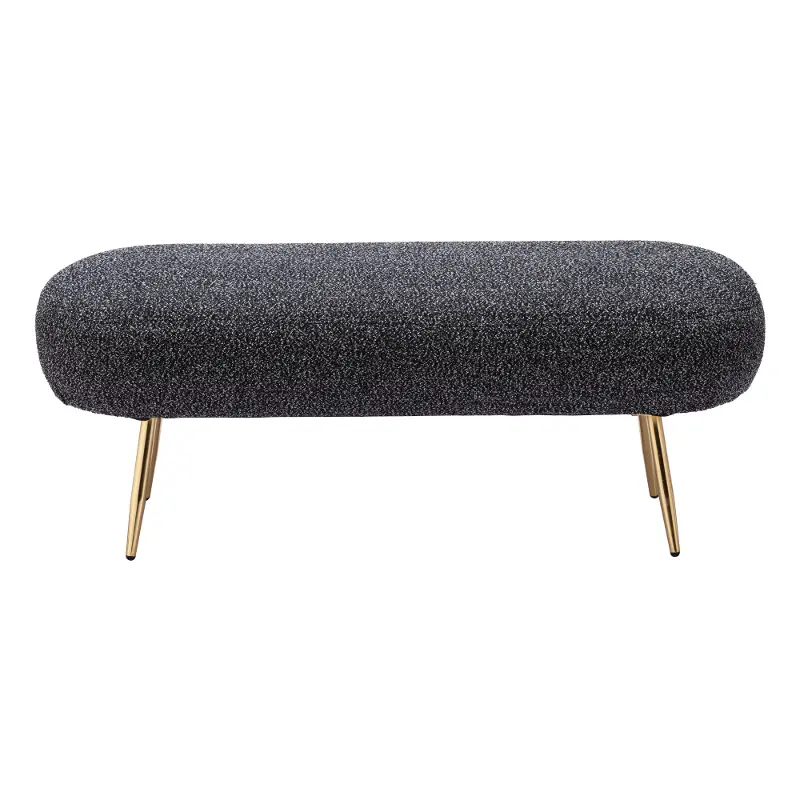 Crescent Glitter Black Upholstered Bench
