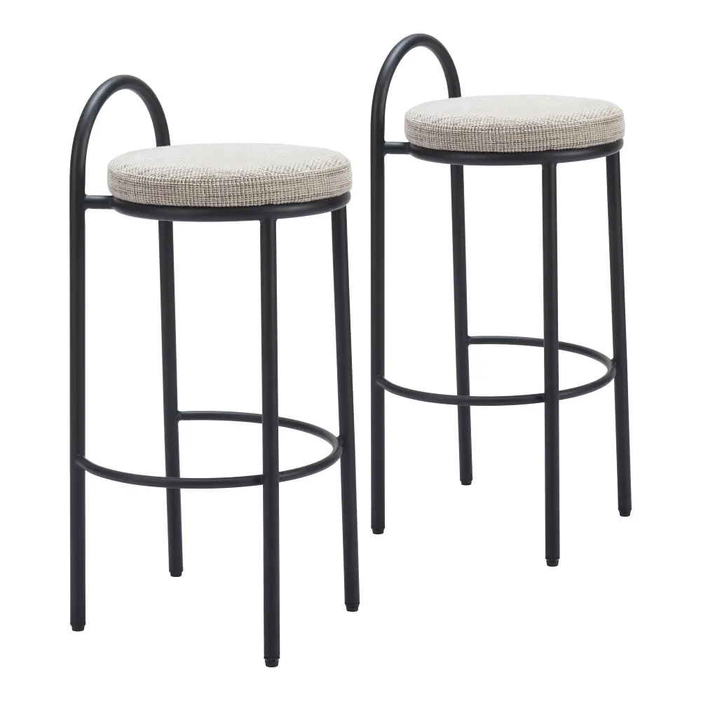 Sable Beige Tweed Barstools, Set of 2-1