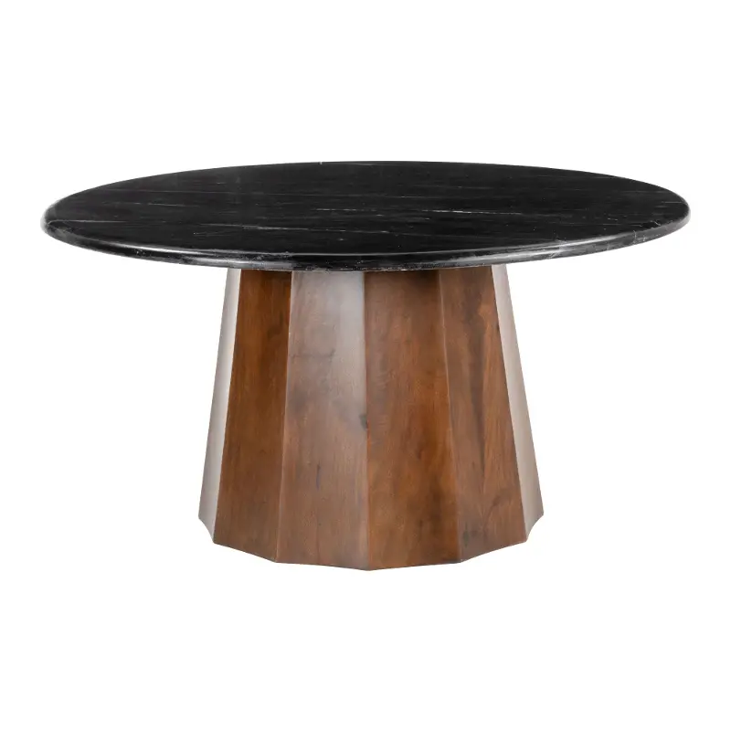 Alpine Black and Brown Round Coffee Table