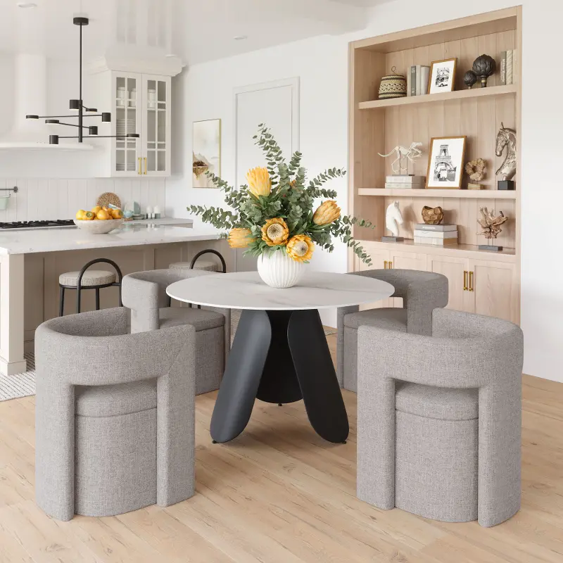 Talon White Marble Round Dining Table