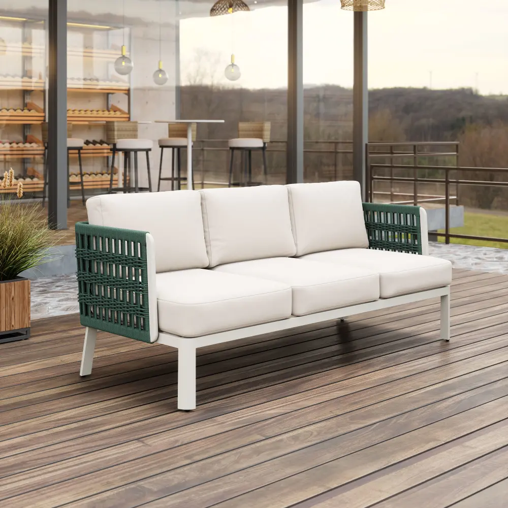 Bristol White and Green Outdoor Sofa-1