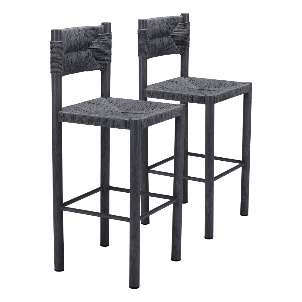 Ives Black Outdoor Barstools Set of 2