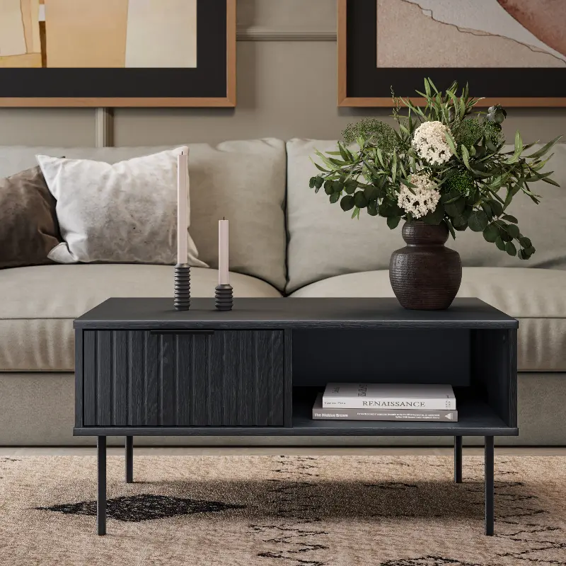 Lysander Black Fluted Coffee Table