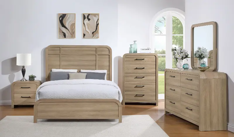 Waterfall Natural Honey 3 Piece Queen Bedroom Set