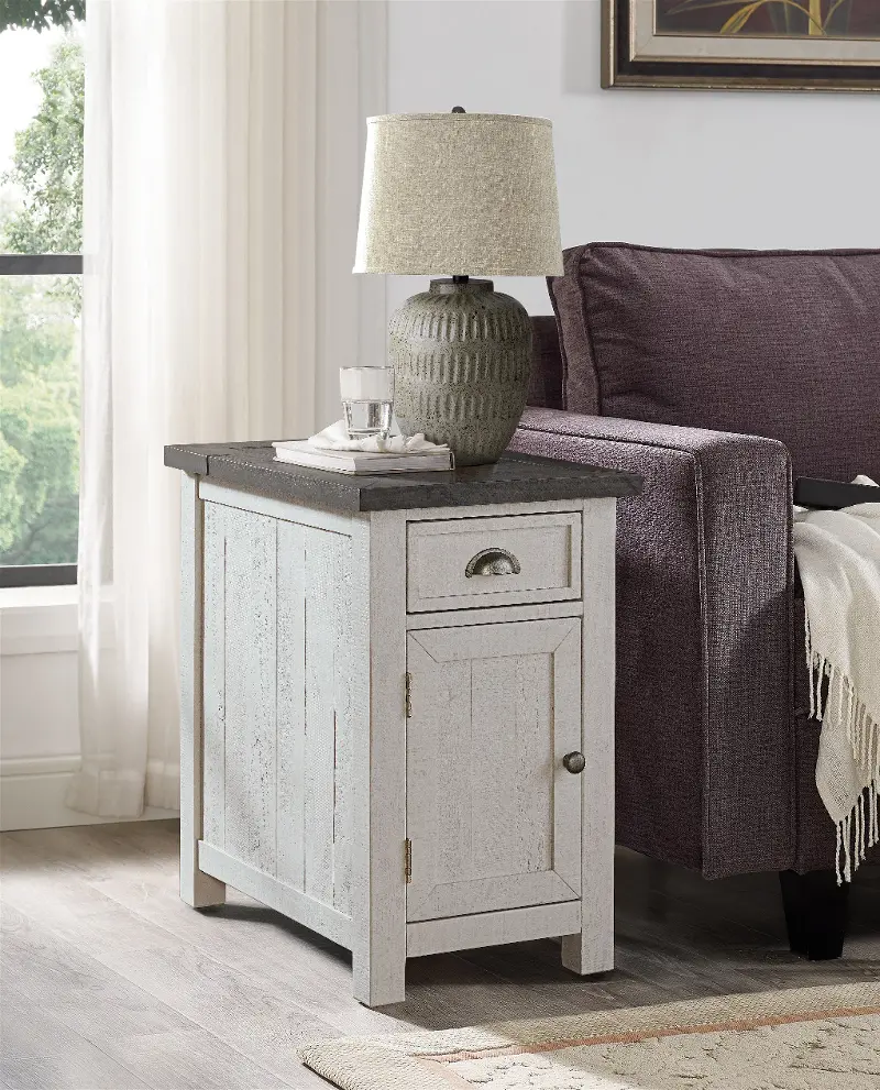 Monterey White and Brown End Table