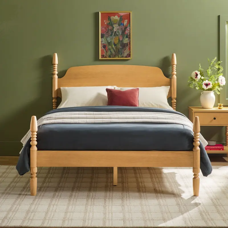 Vivienne Natural Wood Queen Spindle Post Bed