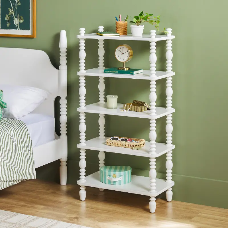 Vivienne White Wood Spindle Short Bookshelf