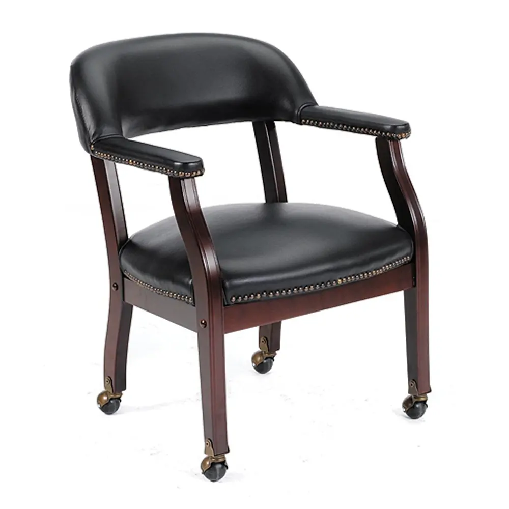 Black Guest Chair with Casters-1