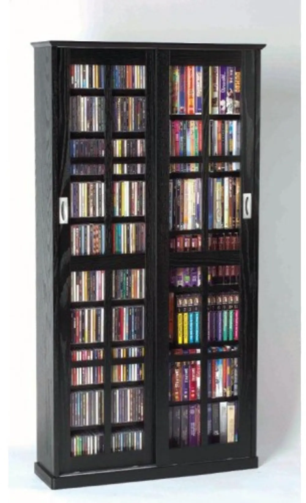 Black 2 Piece CD-DVD Storage Cabinet With Sliding Doors-1