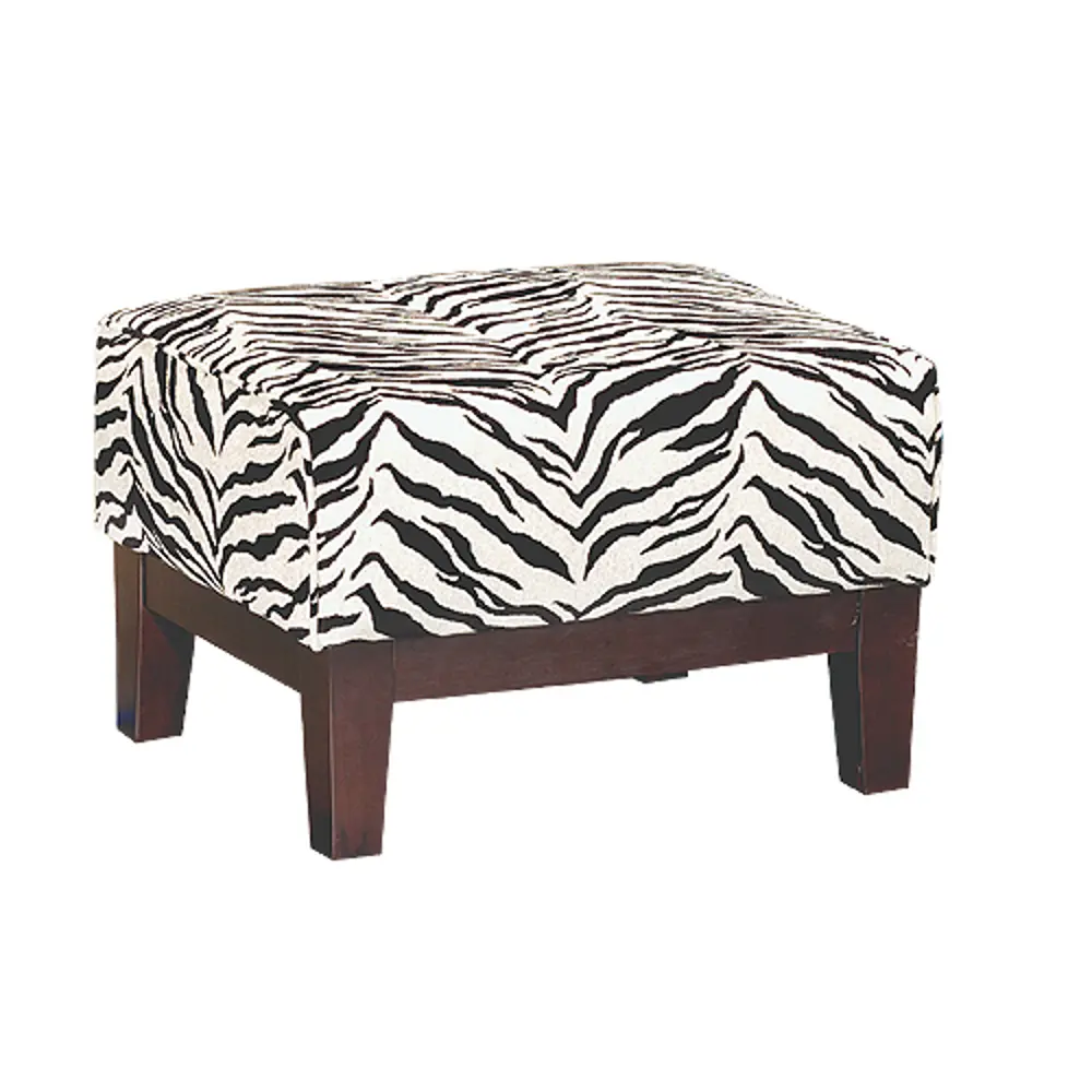 Zebra Pattern Upholstered Ottoman-1