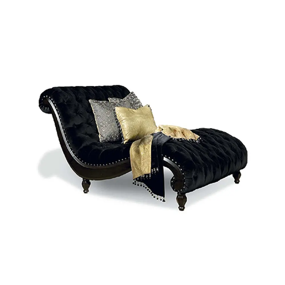 55 Inch Black Velvet Chaise-1