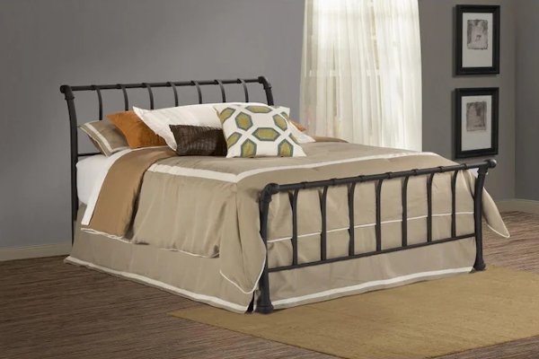 Traditional Black Full Metal Bed, Black Metal Queen Size Bed Headboard Footboard Rails And Platform