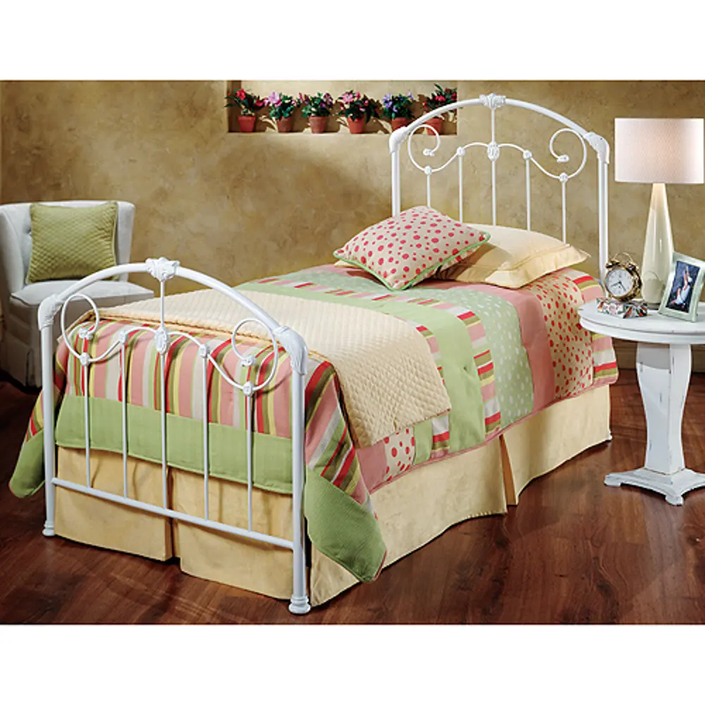 White Cottage Style Twin Metal Bed- Maddie-1